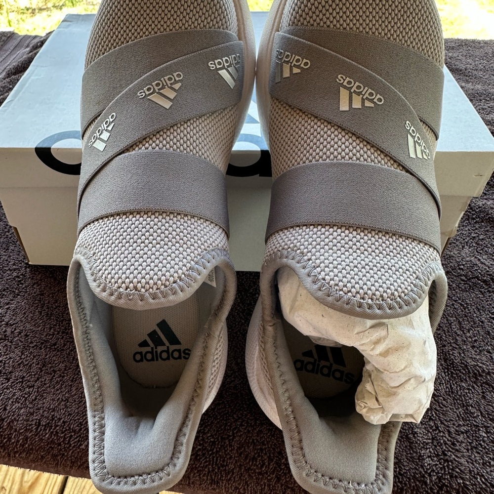 Adidas Light Gray Slip-On Shoes